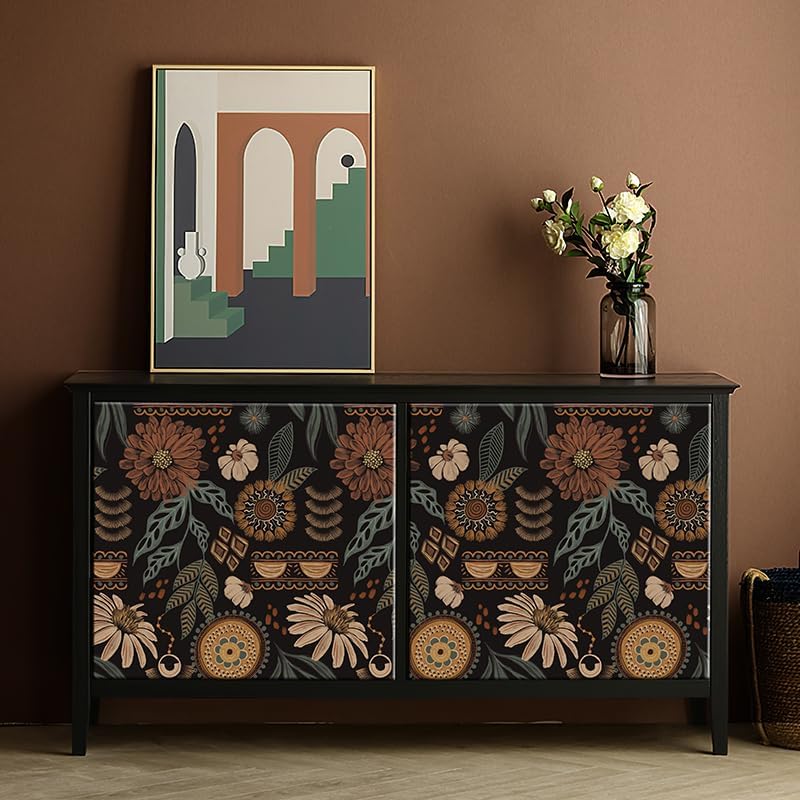 Miniatura 4 de Kalafona Papel tapiz autoadhesivo autoadhesivo con diseño floral bohemio para dormitorio, armario de cocina, decoración de pared, papel de contacto