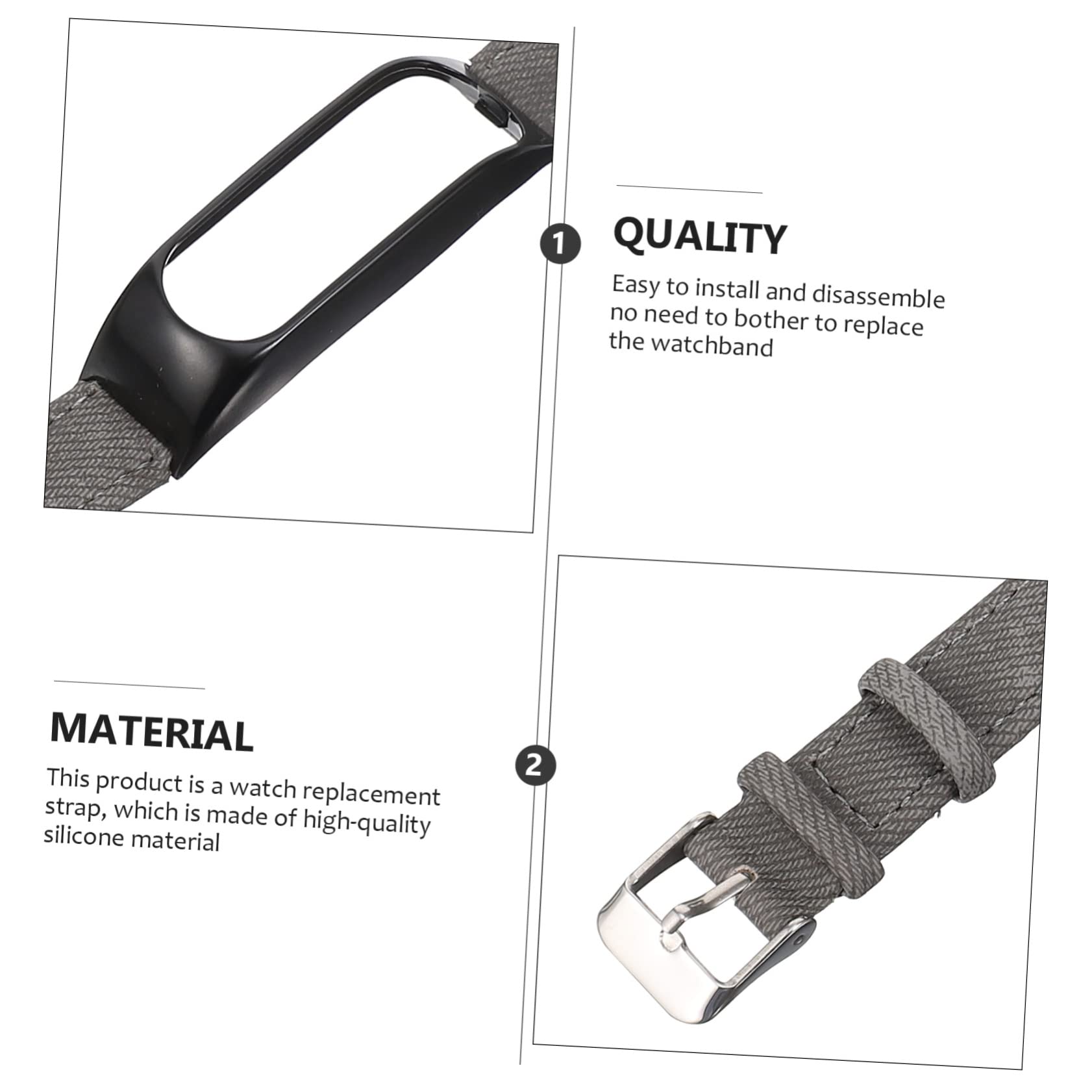 Hemobllo 3 Pcs Mens Decor Pattern Black Leather Para Watch Compatible With Tomtom Bands Wrist Replacement Strap Band Compatible With Touch Inteligente Fabric Gray Compatible For Touch