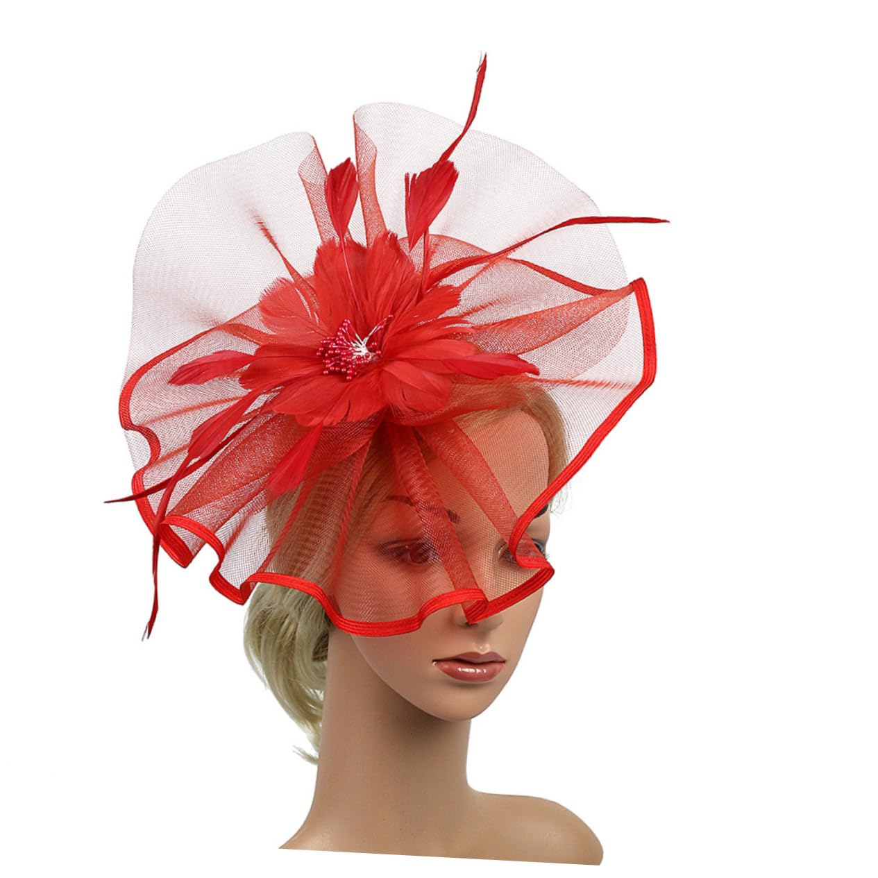 DOITOOL 2pezzi Fascinator Creativo Con Fiore Per Feste e Cerimonie Accessorio Elegante Per Donne e Ragazze Rosso Per Balli Festival e Halloween