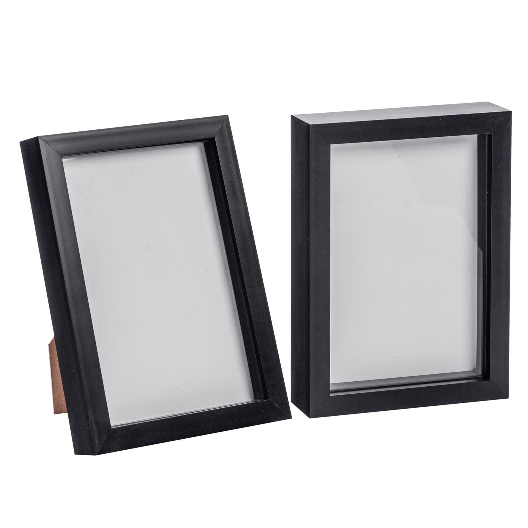 Nicola Spring 3D Shadow Box Photo Frame - A5 (6 x 8") - 3D Photo Frame Picture Frame Memory Box Display Case for Photos, Memorabilia, Artworks, Crafts, Decoration, A5(6x8inch) Black - Set of 2