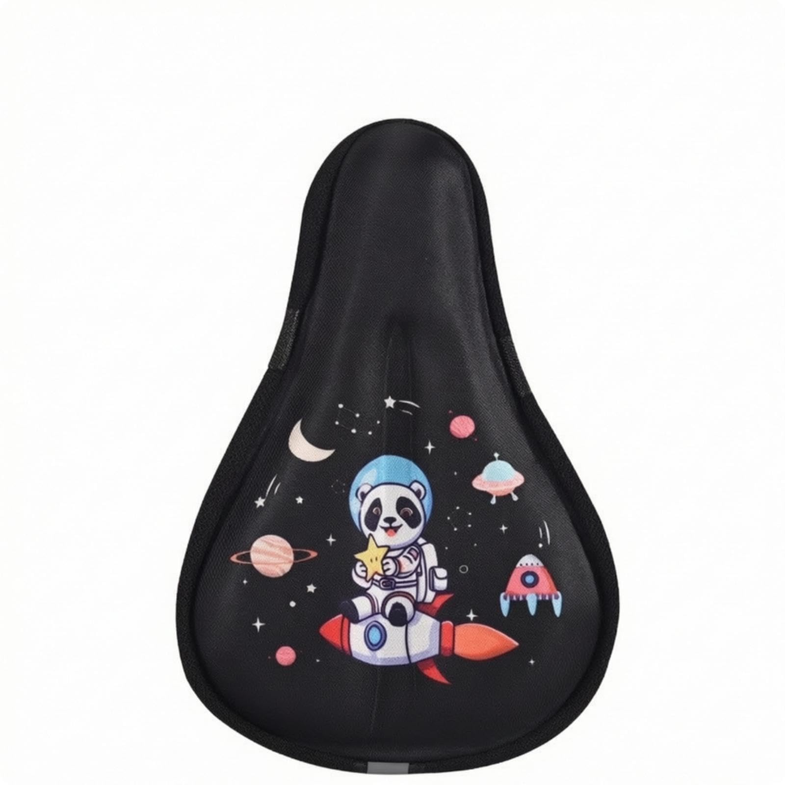 Cycle Seat Cover with Silicone Astronaut-Themed Saddle Cover with Memory Soft Easy to Use Cycle Seat Pad for Kids, Young Riders, Balance Bikes Black Astronaut Cover-image-45