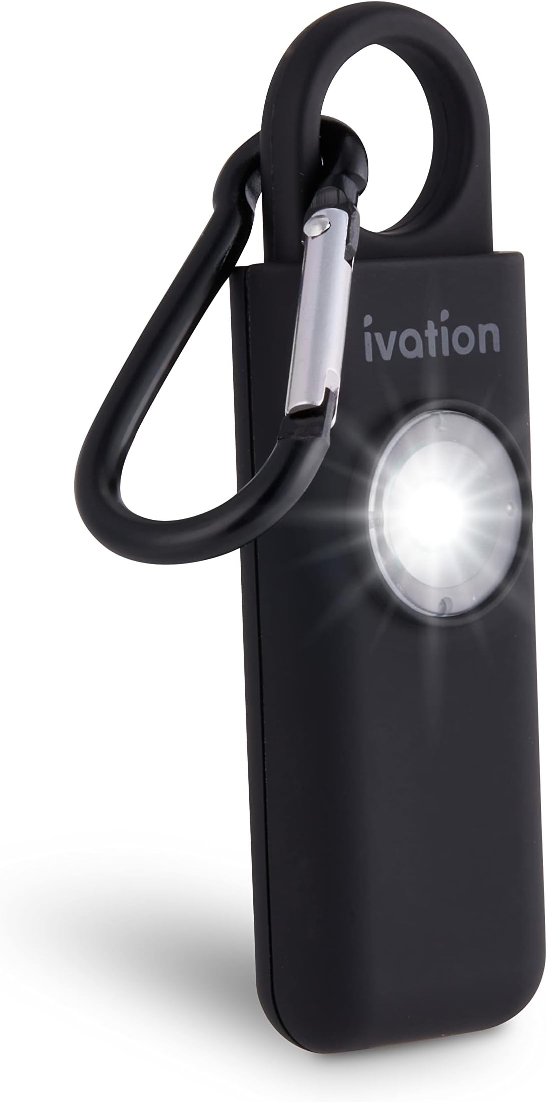 Ivation Personal SOS Alarm Keychain | Self-Defense Safety Siren & LED Panic Strobe Light with Carabiner Clip for Women, Children & Seniors | Pocket Size, Loud 125 dB Sound, Air Travel Friendly