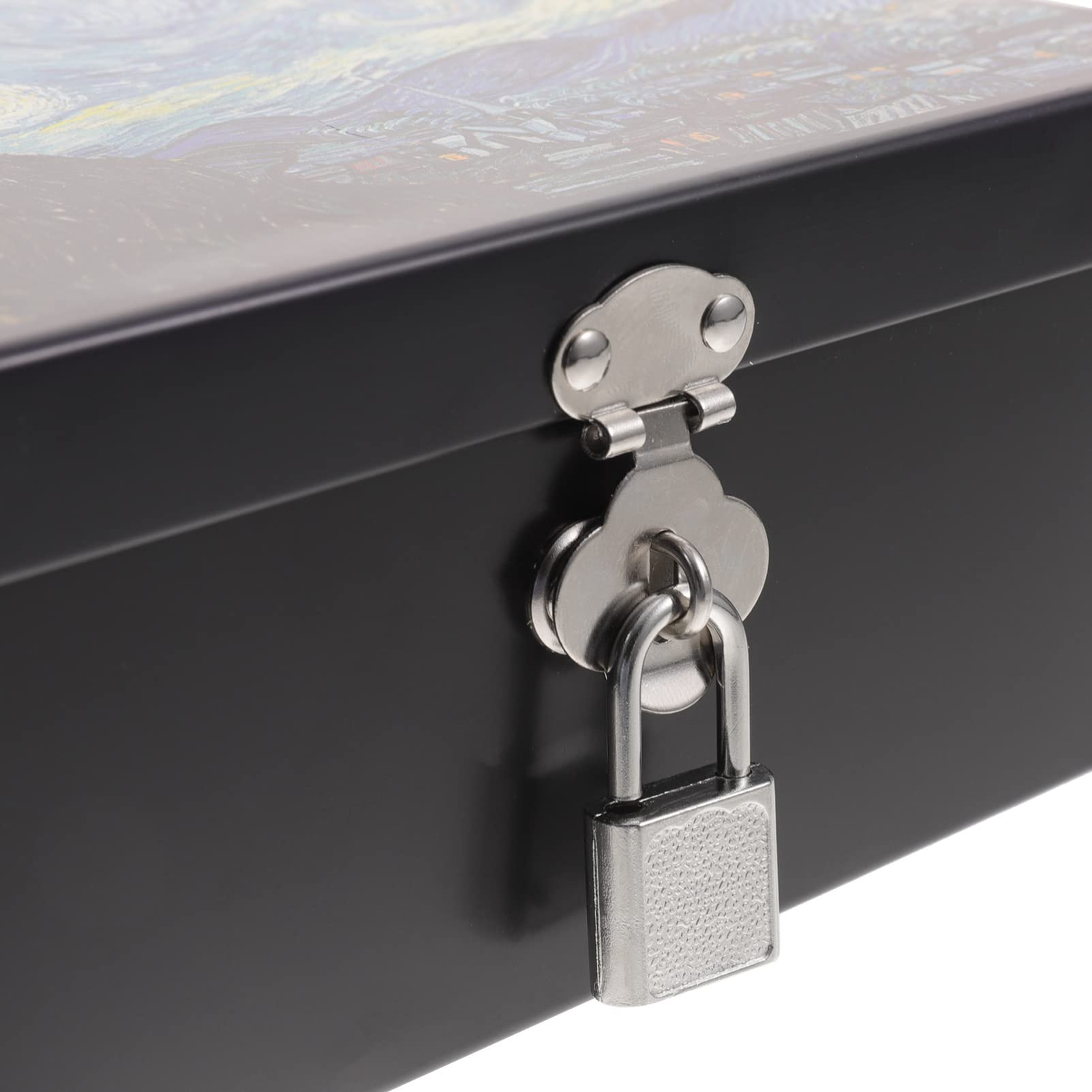 Zerodeko Tinplate Storage Box with Lock 9.65X7.09X3.35 Inches Vintage Decorative Container for Jewelry Money Keepsakes Desktop Organization - Image 4