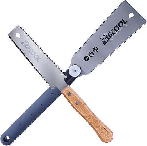 Sierra de mano Ruitool de doble borde de 6 y 7 pulgadas, sierra de tracción japonesa Ryoba SK5, hoja flexible 1417 y 6-1018 TPI corte empotrado y