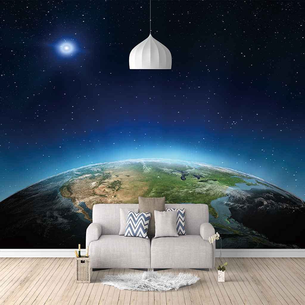 Papier peint mural univers bleu 3D 400x280 cm pour masquer un mur terne de bureau