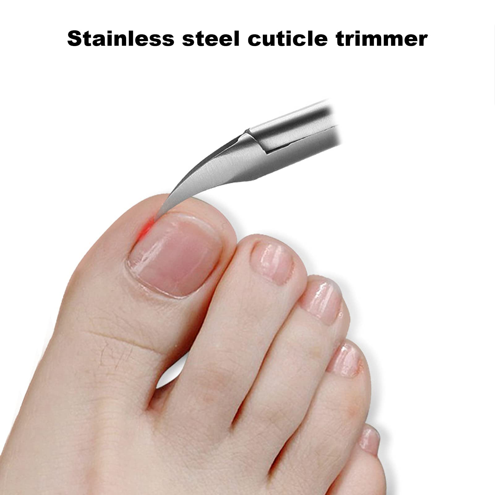 Toenail Clipper Straight Blade, Cuticle Remover with Cuticle Pusher, Stainless Steel and Pointed Tip Ingrown Nail Clipper for Ingrown and Thick Nails (gold)