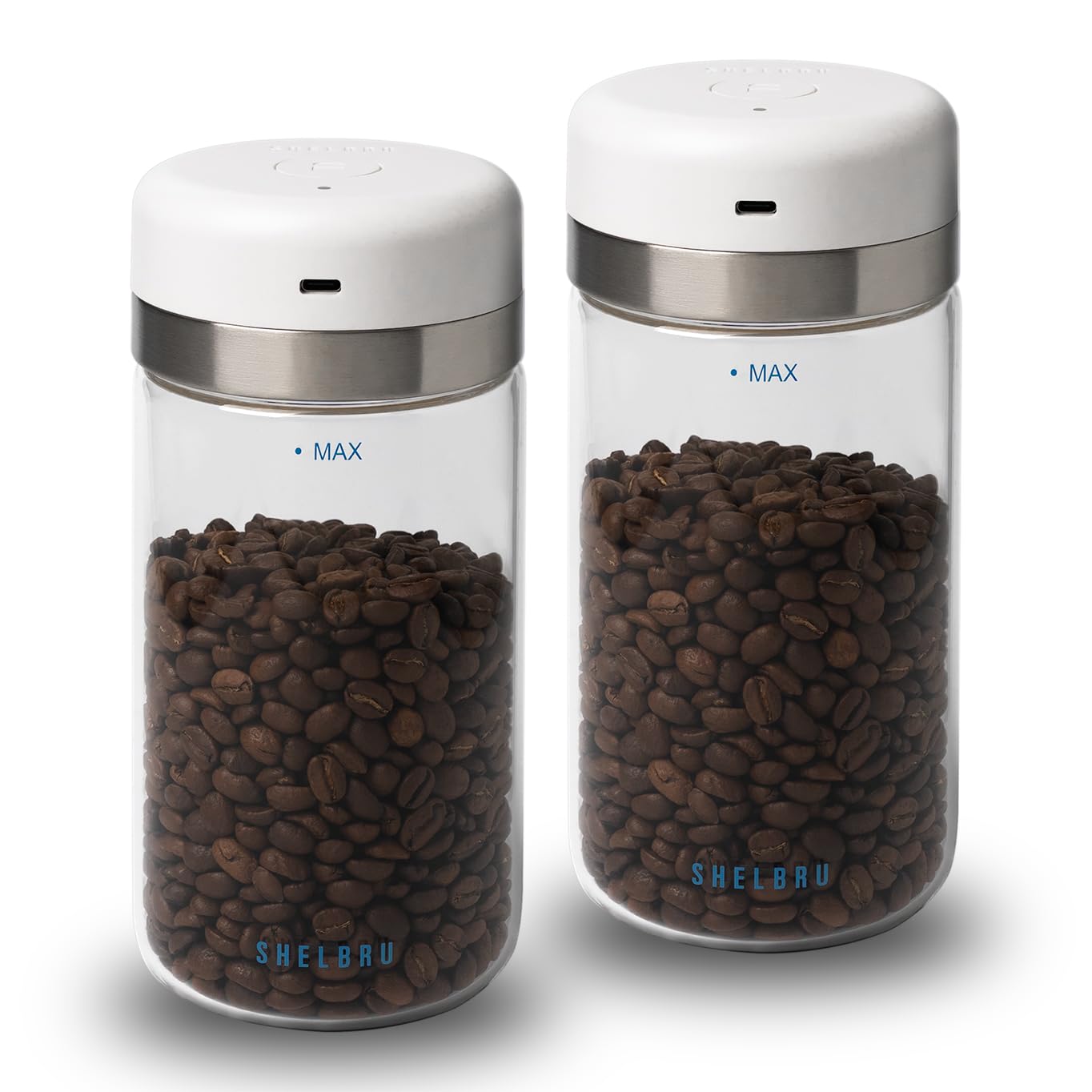 Shelbru Smart Electric Vacuum Seal Coffee Canister 2-Piece Bundle