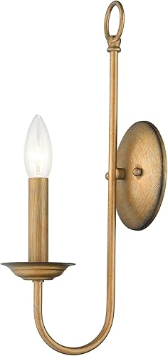 Miniatura 8 de Livex Lighting Aplique de pared de acero 42681-07 para decoración del hogar elegante decoración de pared, 1 lámpara con acabado de bronce