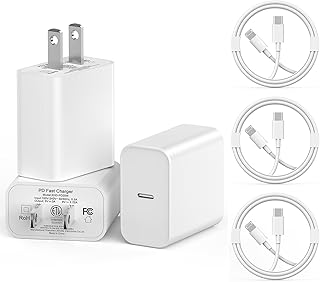 3 Pack iPhone Charger Fast Charging,[Apple MFi Certified] 20W USB C Wall Fast Charger Adapter with 6FT Type C Fast Charging Lightning Cable Compatible for iPhone 14/14 Pro Max/13/12/11/XS/XR/X/8, iPad