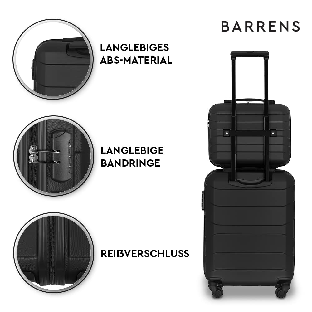 BARRENS kosmetyczka podróżna | Kuferek z rączką | Bagaż podręczny | Do mocowania na walizce lub noszenia na ramieniu | Wytrzymałe tworzywo ABS | 31x35x18 cm | Pojemność 17l | Kolor czarny