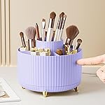 Diesisa Makeup Brush Holder Organizer,360 Rotating Makeup Brush Organizer,5 Slot Make up Brushes Cup for Cosmetics, Nail Polish, Art Supply, Bathroom Vanity Desktop Organizer - Purple