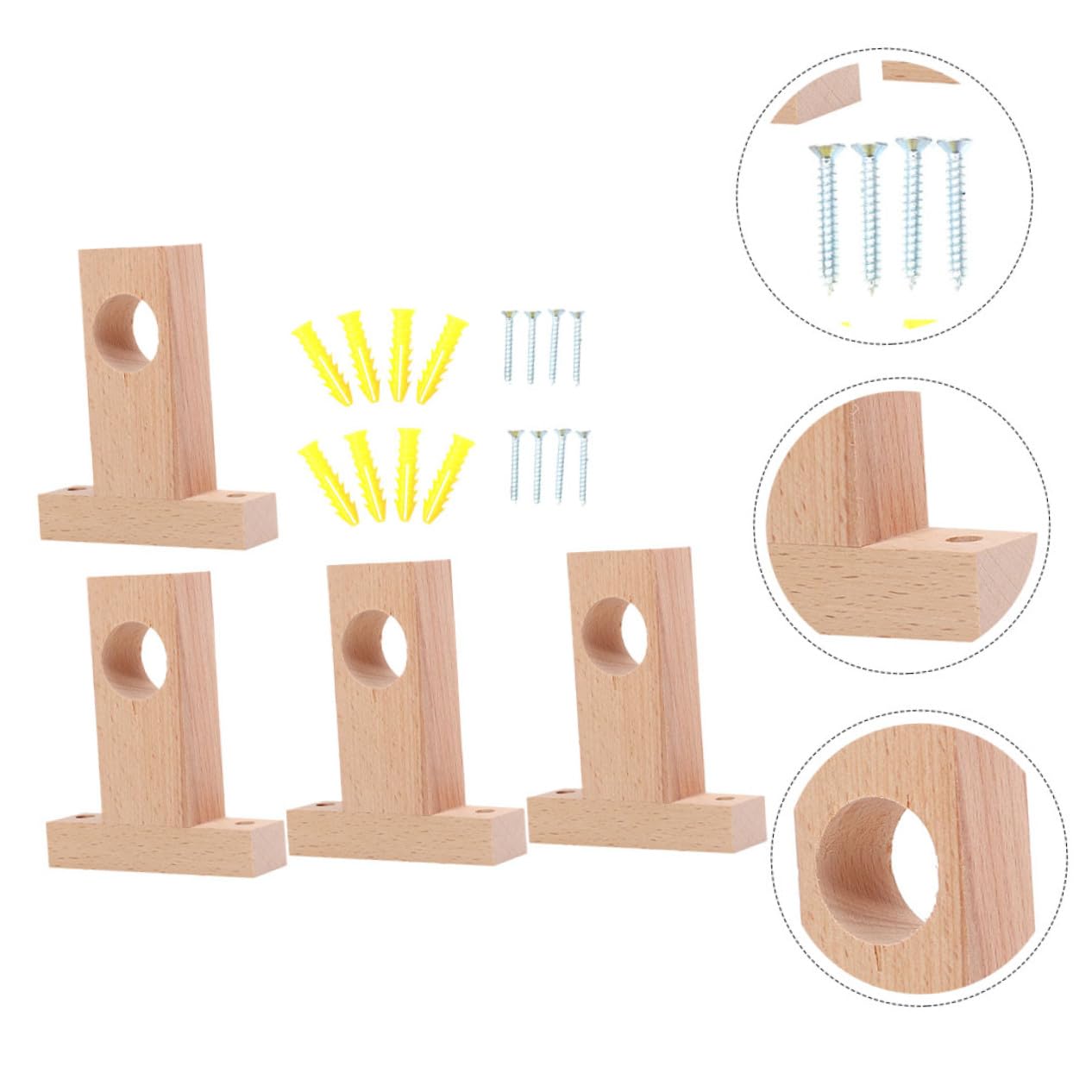 SOIMISS Supporto per Bastone per Tende in Legno 4 Pezzi, Robusto e Resistente, Accessorio per Tende da Interno per Camera e Ufficio