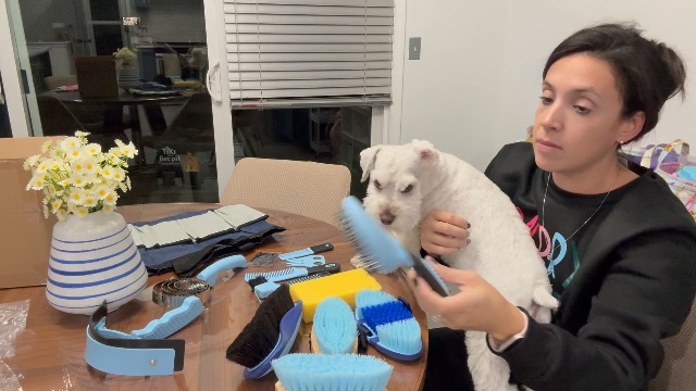 Horse Grooming Kit, 14-in-1 Professional Horse Brush Supplies Set for Grooming & Care, with Horse Brushes, Curry Comb, Hoof Pick & Waterproof Storage Tote Bag for Shining, Detangling, Massaging(Blue) - image 8