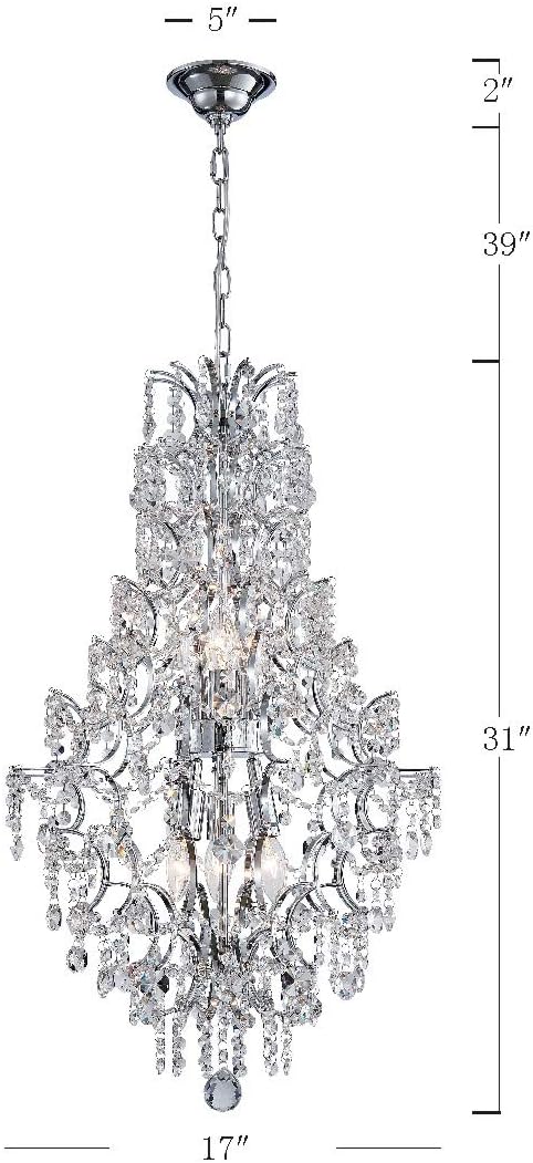 Diagram showing dimensions of the Bestier Modern Crystal Raindrop Chandelier