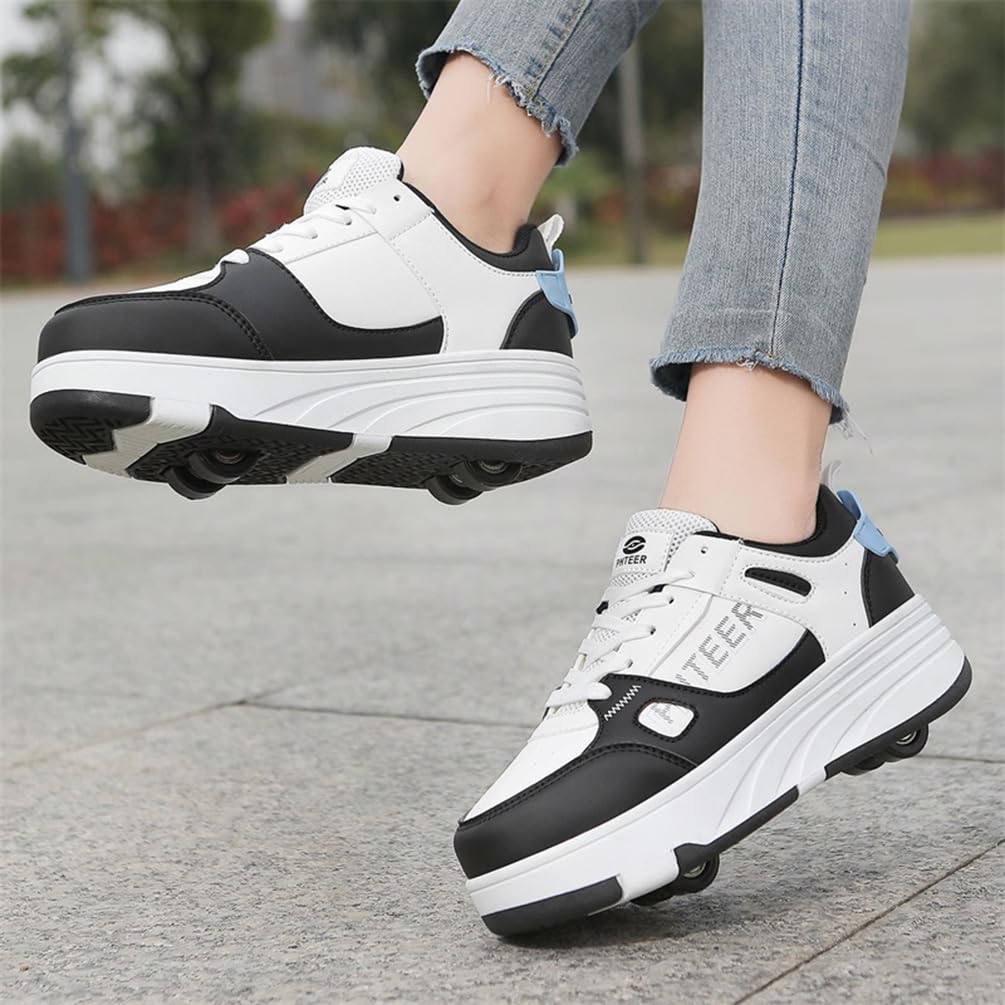 Dziewczęce buty na kółkach dla chłopców buty do deskorolki dla dzieci 2 w 1 wielofunkcyjne buty na rolkach buty na rolkach buty damskie, Rolka S11, 35 EU