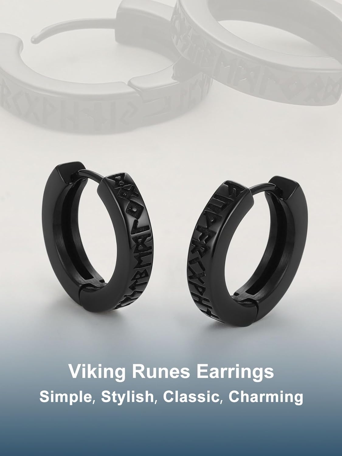 ChainsProMax Hoop Earrings for Men, Chain/Norse Viking/Skull Men's Earrings Cuban Link Hypoallergenic Vintage Huggie Mens Earrings Hoops, Stainless Steel/Gold Plated/Black-with Gift Box - Image 3