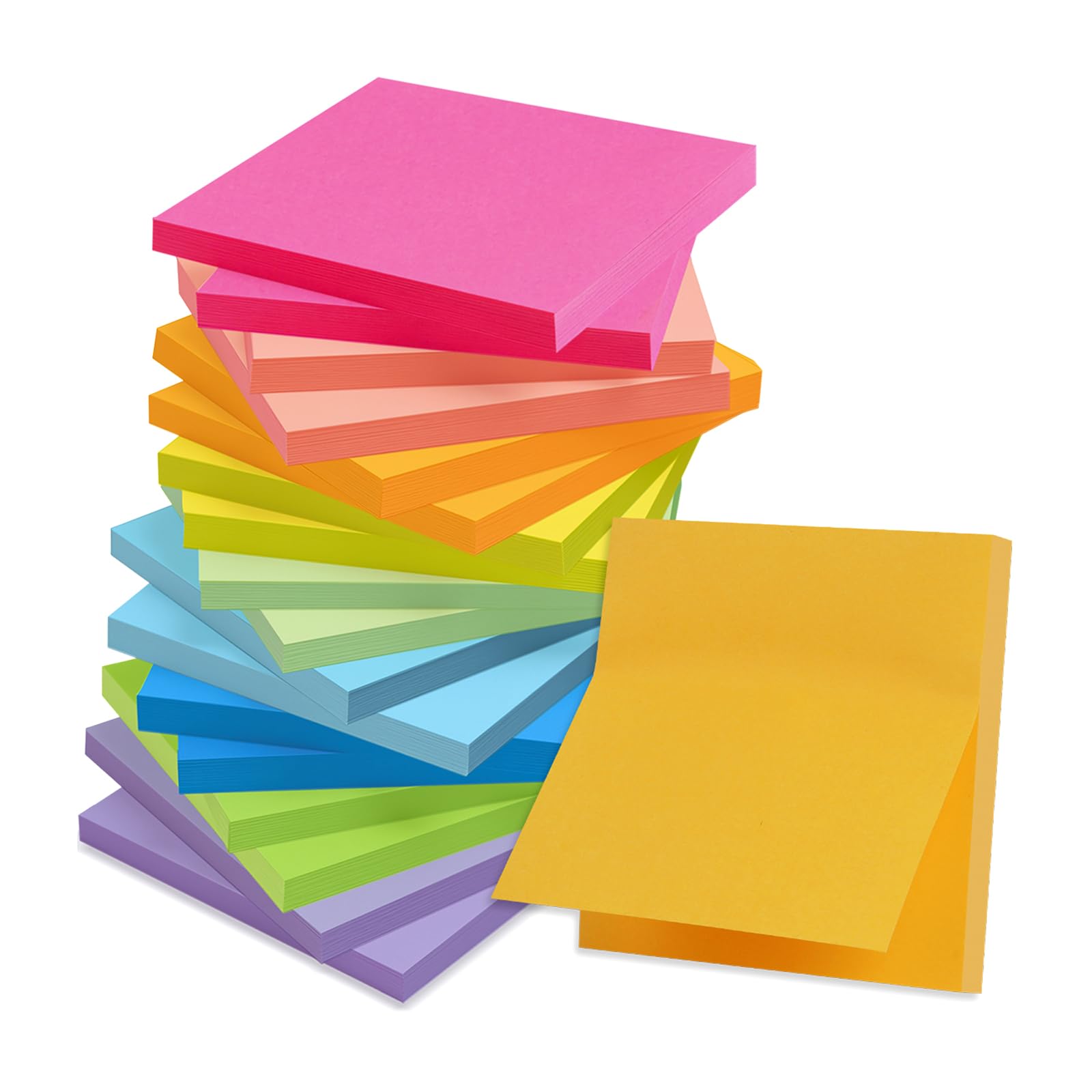 990Pcs Sticky Notes, 9 Bright Colours Self-Stick Notes Set, 18 Pads of 55 Sheets, 3x3 Inches, Strong Adhesive, Easy Removal Memo Notes, Easy to Post for Home, Office, School
