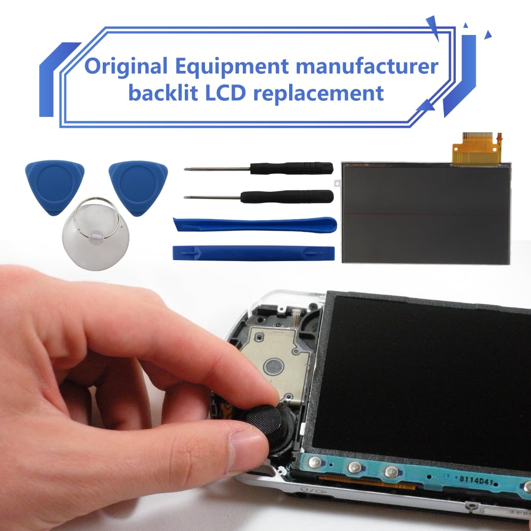 INGQI New LCD Screen Backlight Display Replacement with Tool for Sony PSP 2000 2001 Slim, 4.3" LCD Screen/Display Replacement