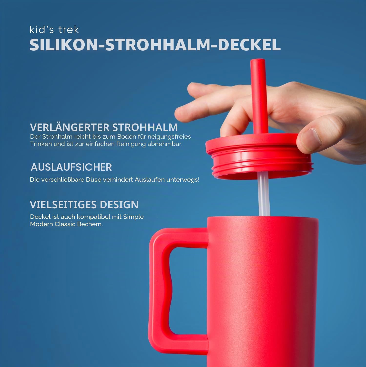 Simple Modern Thermobecher mit Silikonstrohhalm und Griff | Isolierter Edelstahl-Trinkbecher Eiskaffee-Reisebecher | Trek | 710ml | 80s Mix | Trek Kinder-Wasserflasche, Kleinkindbecher, isolierter Edelstahl, auslaufsicherer Strohhalm-Deckel, 80er-Jahre-Mi