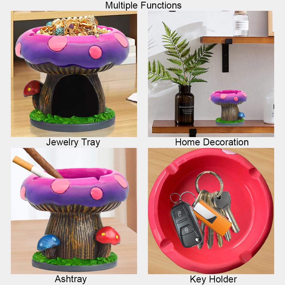 YukaBa Fantastical Mushroom House Ashtrays with Storage - Cool Ashtrays for Weed Smokers and Bong Users with Smoking Accessories Collection