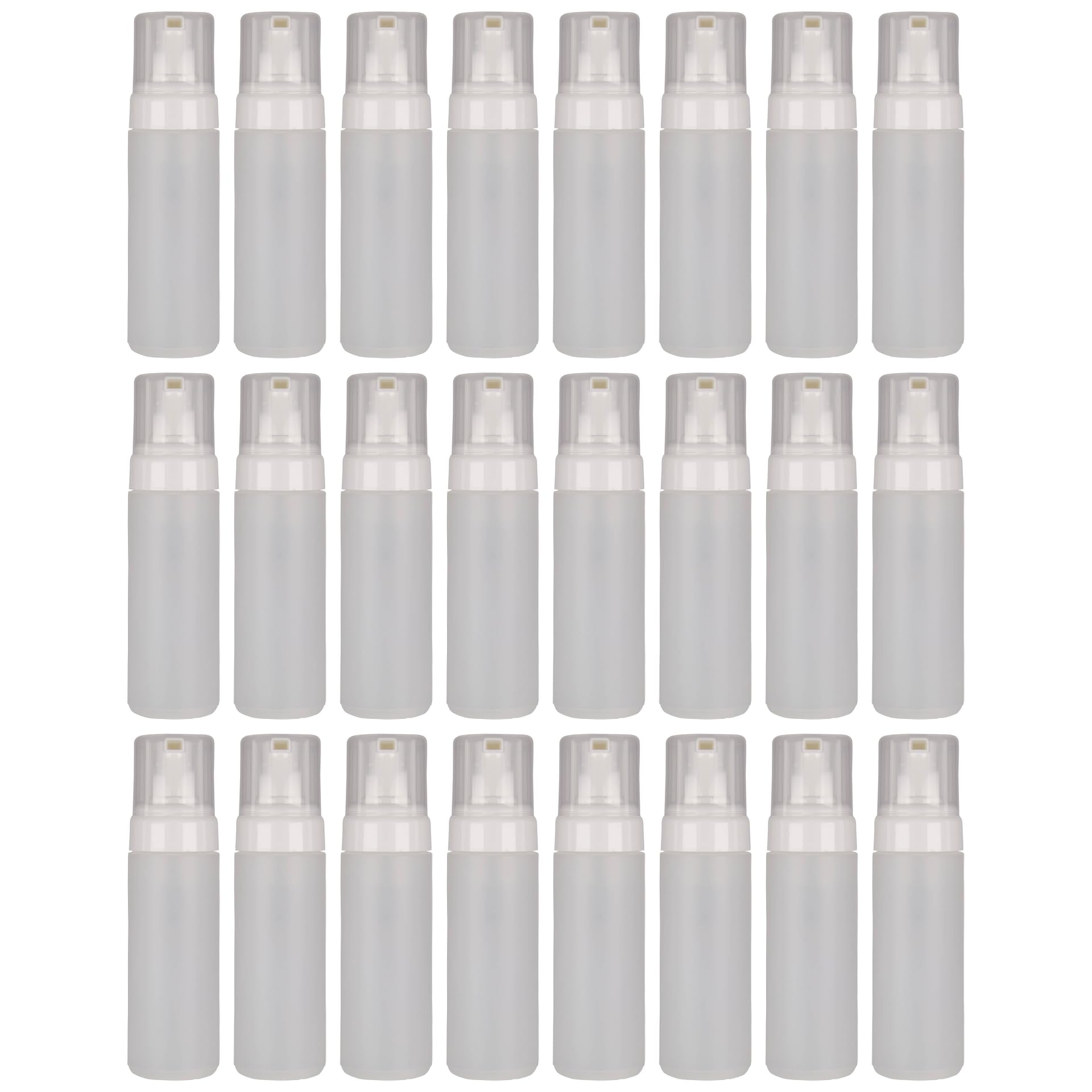 Set di 24 flaconi dispenser per schiuma, 150 ml, in polietilene, con inserto in schiuma bianca