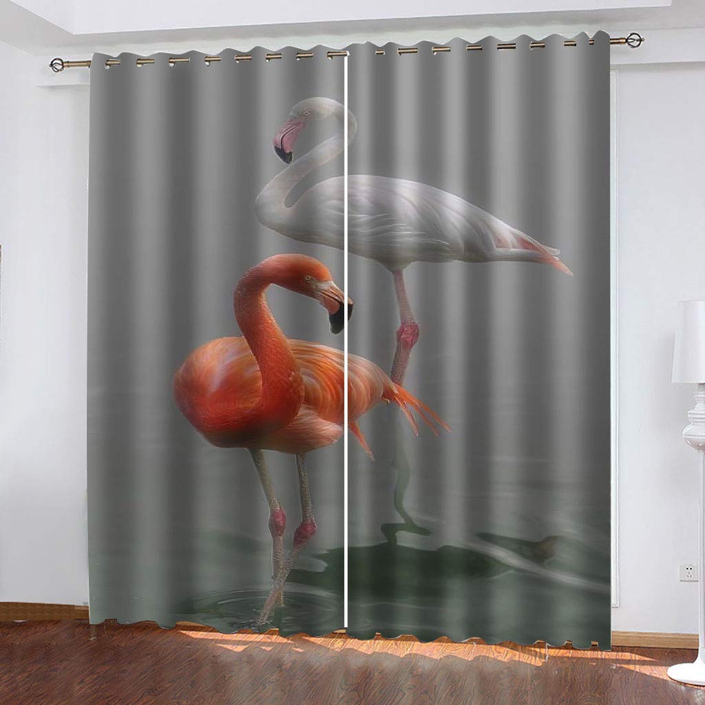 Rideau Occultant Anti Froid et Chaleur Flamant Rouge 3D Isolant pour Fenêtre