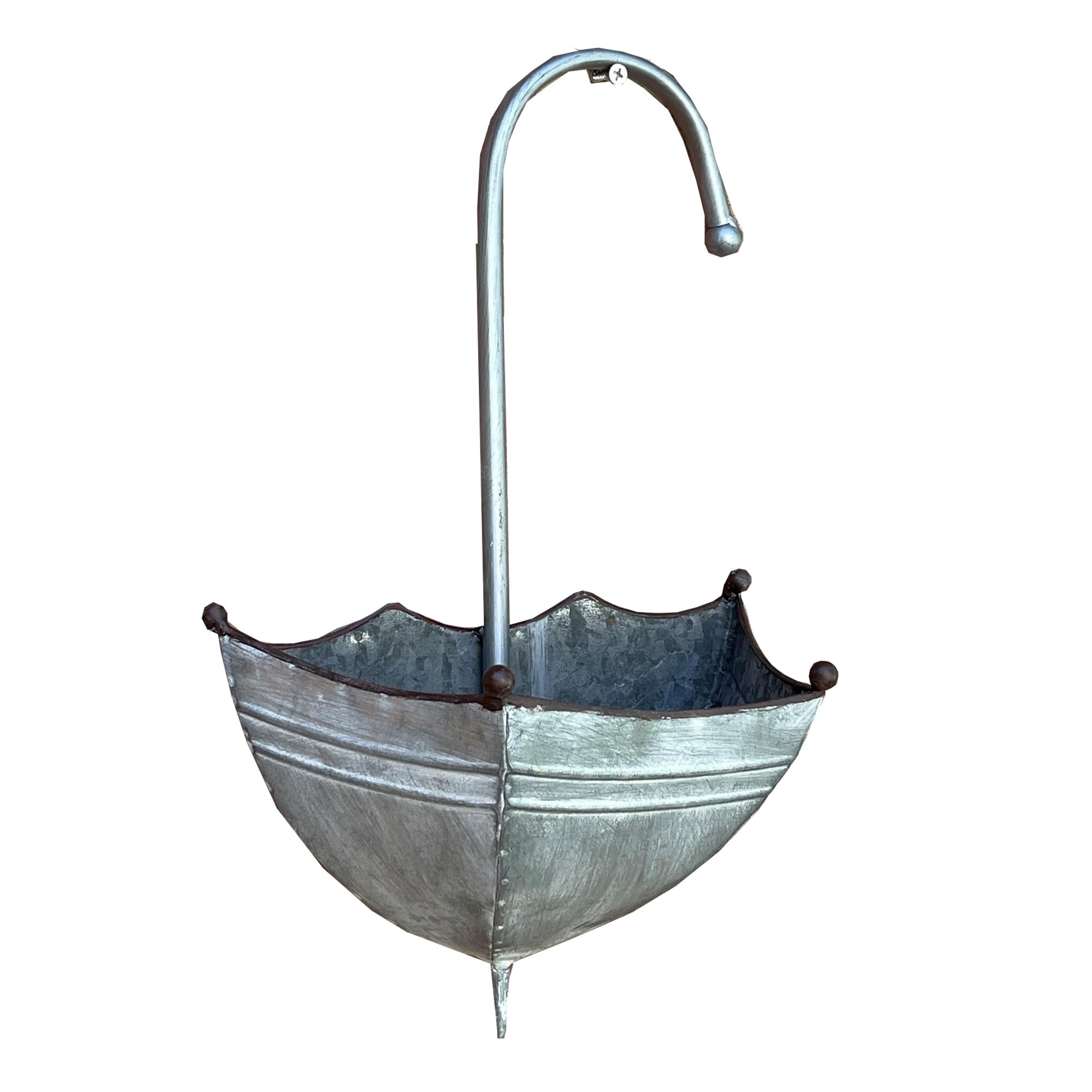 Alfie Francis 22.5cm (W) x 36cm (H) Umbrella Shaped Garden Wall Mounted Planter Plant Pot Galvanised Zinc Metal