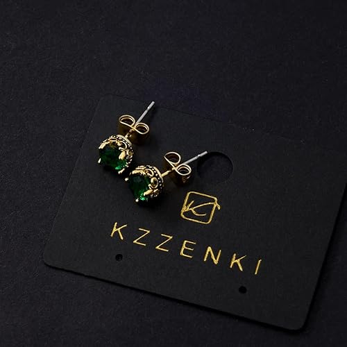 Miniatura 6 de Aretes negros y dorados para hombres y mujeres, con corona retro, hipoalergénicos, de acero inoxidable, con circonita cúbica