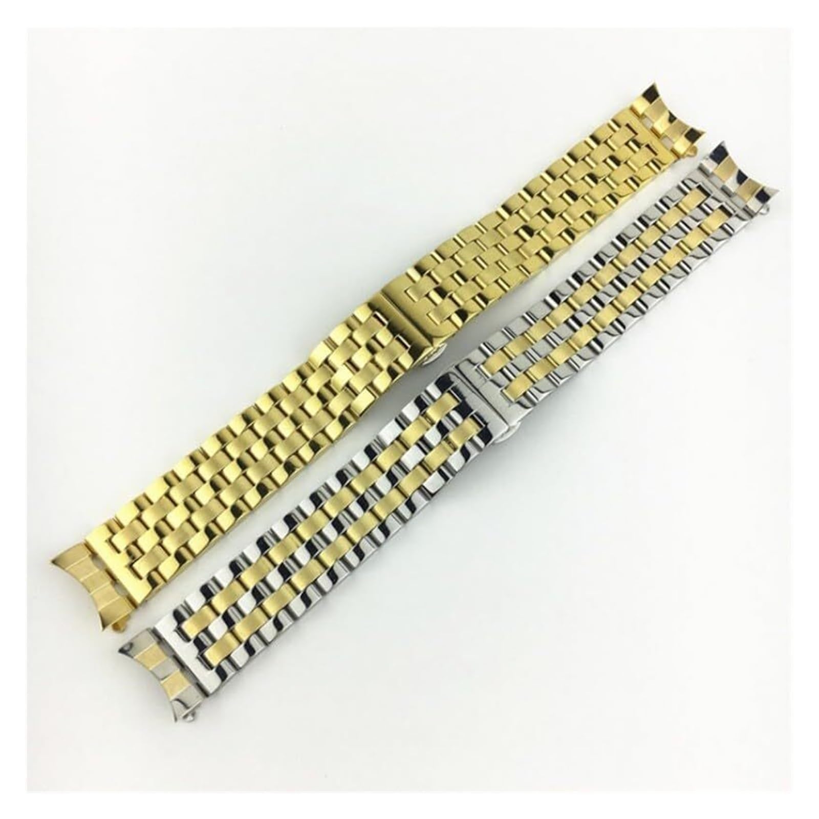 Pasek do zegarka Solidny pasek do zegarka ze stali Paski do zegarków 18mm 20mm 22mm 24mm pasek do zegarka ze stali nierdzewnej metalowa składana klamra zakrzywiona + płaska końcówka bransoletka do zeg