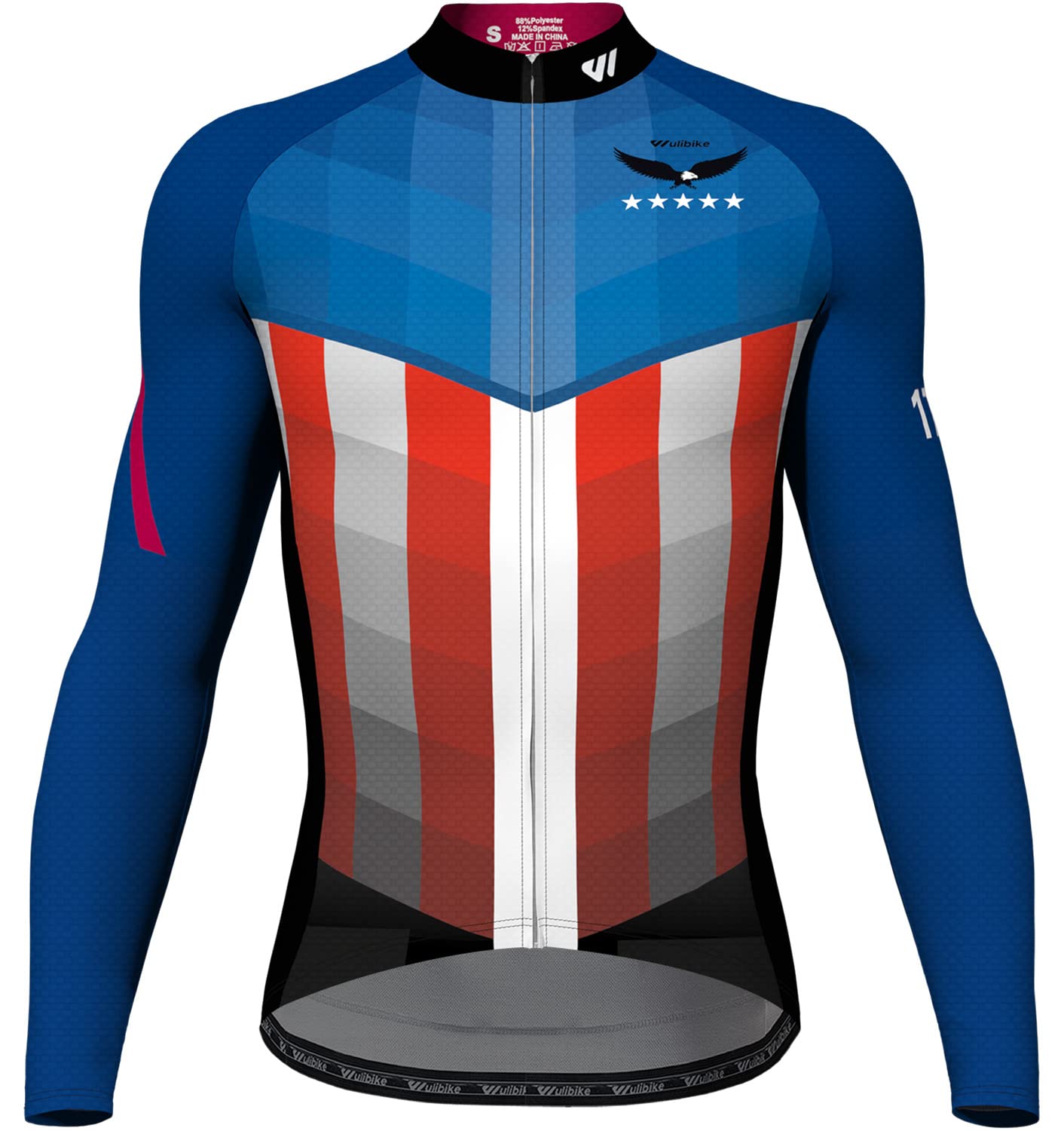 Lo.gas USA Cycling Jersey Men Short Sleeve Bike Biking Shirts American Flag Road Bicycle Clothing Full Zip with Pockets