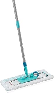 Leifheit rückenschonender Bodenwischer Profi XL micro Duo, Stahlstiel 146cm, Wischmopp mit Fußklick, Mikrofaser Bezug für ...