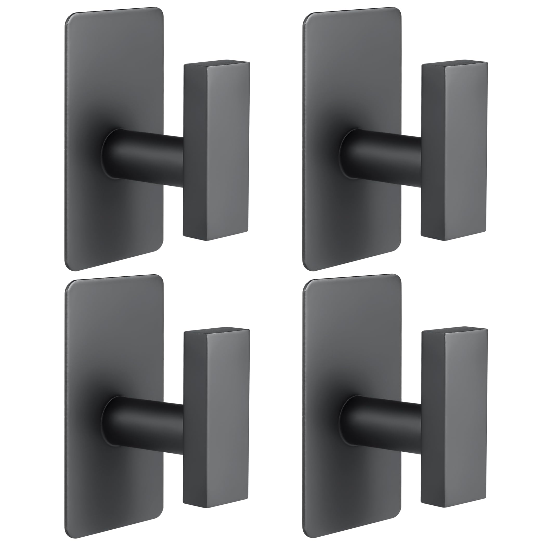 4-Pack Stainless Steel Adhesive Hooks - 12lb Heavy Duty No-Drill Wall Hooks For Bathroom & Kitchen