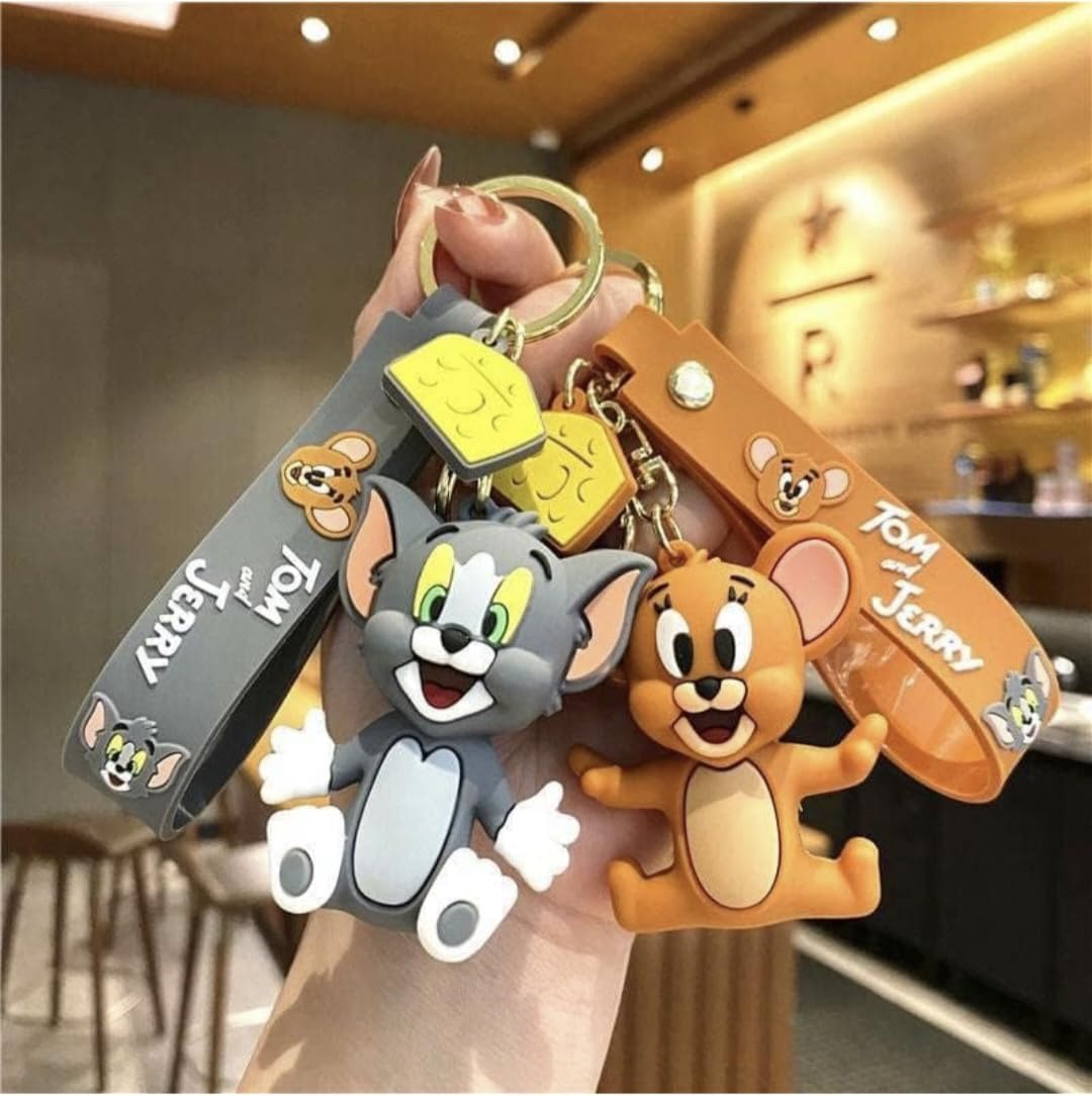 Pack of 2- Cute Tom and Jerry Keychains and Bag Charms for Kids and Girls | Birthday Party Return Gift Items | Raksha Bandhan Gifts for Brothers and Sisters