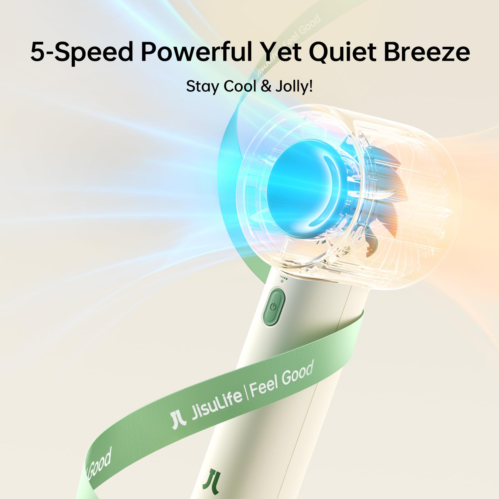 JISULIFE Ventilador portátil de mano, mini recargable de 4000 mAh, 5 velocidades y hasta 22 horas de refrigeración. Ideal para viajes, camping, playa y maquillaje. Regalo para mujeres, hombres, damas