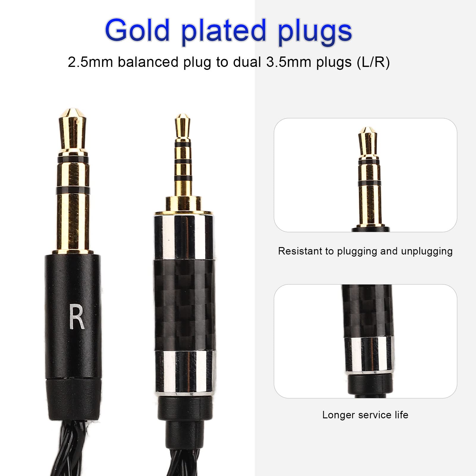 Cavo per Cuffie, da 2,5 MM a Doppio 3,5 MM, Eliminazione Dell'effetto Pelle, Cavo per Cuffie Placcato Argento Bilanciato a 8 Core, Cavo per Cuffie con Stabilità ad Alta Frequenza per Mdr Z7 Z1r