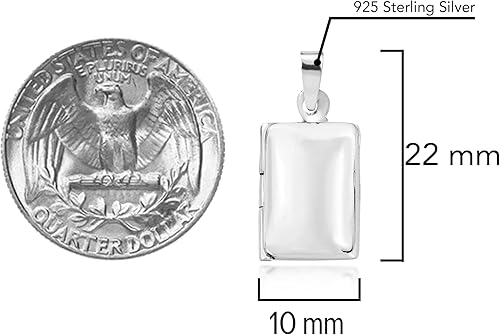 Miniatura 5 de AeraVida Colgante rectangular simple y elegante para recuerdos preciosos y medallones grabables, collar de cadena de plata de ley 925 para