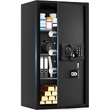 85L Extra Large Safe for Home Security Safe with Digital Combination Lock & Key Sensor Light and 3 Removable Shelves Home Safe Cabinet for Money Document Medicine