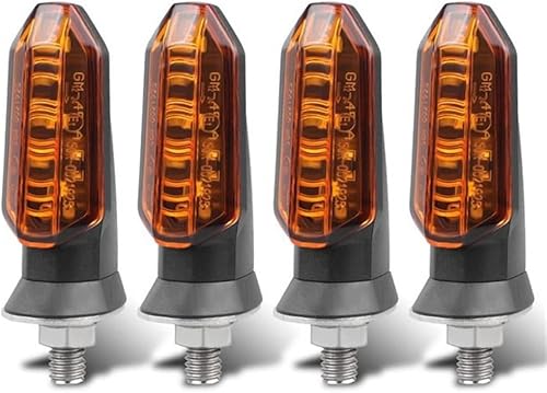 BETOXI 8mm Mini Motorcycle Turn Signal Lights Amber Flashing Light Blinker Turn Signal Lamp 12V Moto Indicator Lamp Accessories (Color 4x Yellow