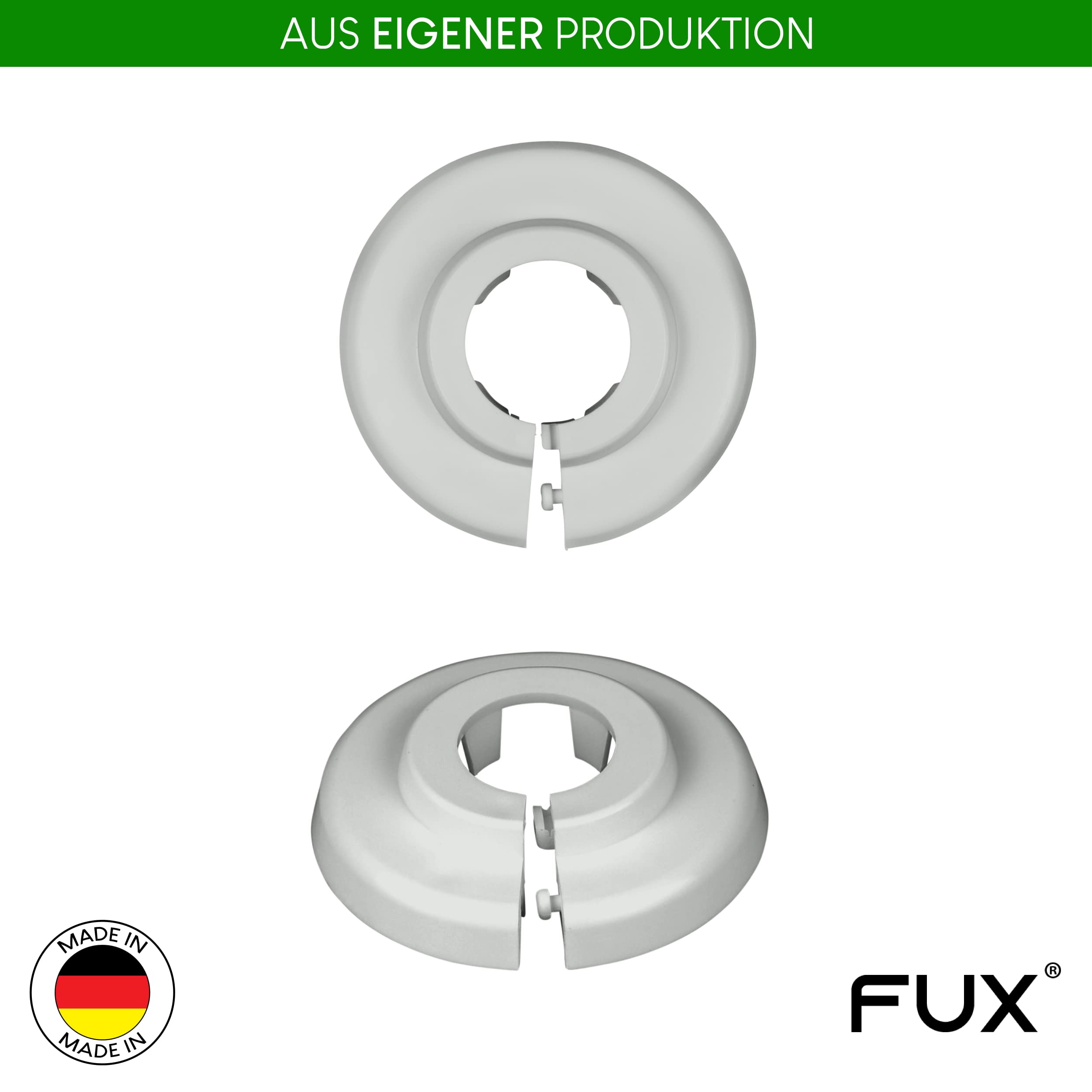 FUX 6 Radiator Pipe Covers Single Collars 22mm Light Grey - Heater Covers - Floor Rings, Light Gray (Ral 7035) - Image 2
