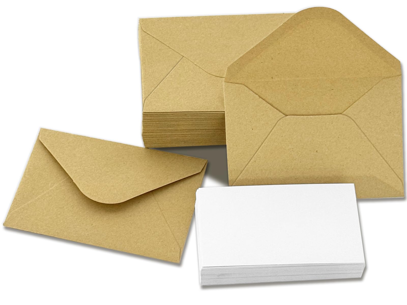 50 Packs of Gift Card Envelopes with Blank Cards 4x2.75 Kraft Mini Envelope Business card envelope (50, Brown, 4x2.75)