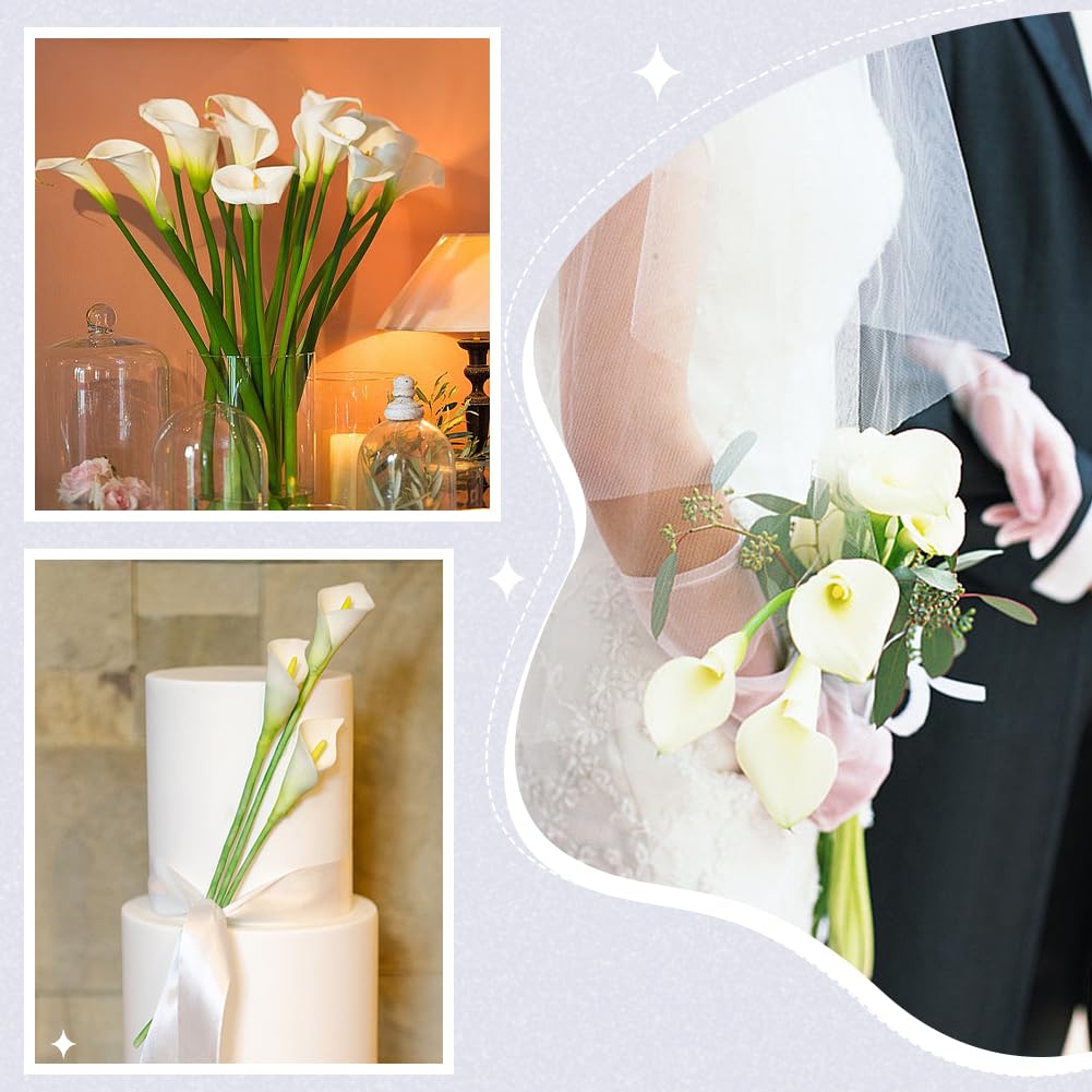 ORIGACH 100 Stück Künstliche Weiße Calla Lilie Große Auswahl An Künstlichen Calla Lilien Brautsträußen Für Hochzeitsdekorationen Tischgestecke Dekorationen Für Zuhause Büro Und Partys