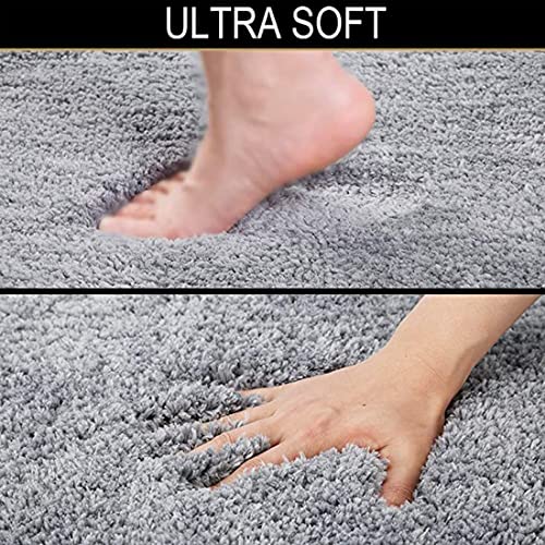 Image of Purav Light 2200 GSM Soft Fluffy Runner Mats (3 x 5 ft, Grey)| Durable & Washable Bedside Runner for Bedroom, Mat for Bathroom, Living Room Floor Home Decoration with Anti Skid Backing
