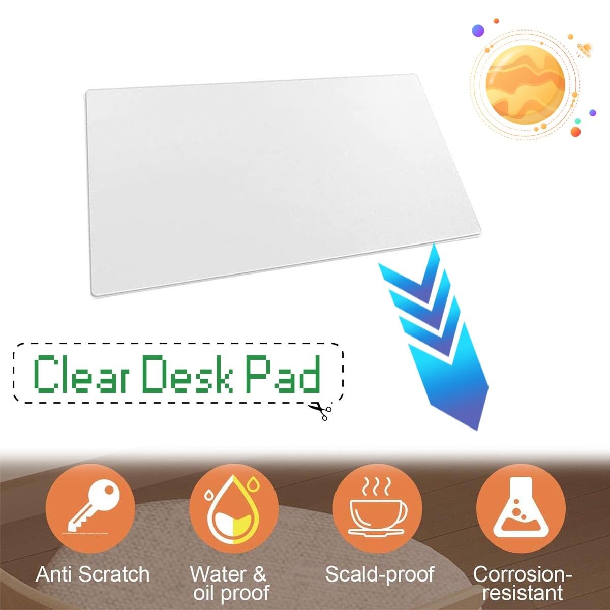 Sous-main En Pvc Film De Protection De Table De Résistante À I'huile Transparent Tapis De Protection Pour Enfants, Adultes, Étudiants(80x150cm)