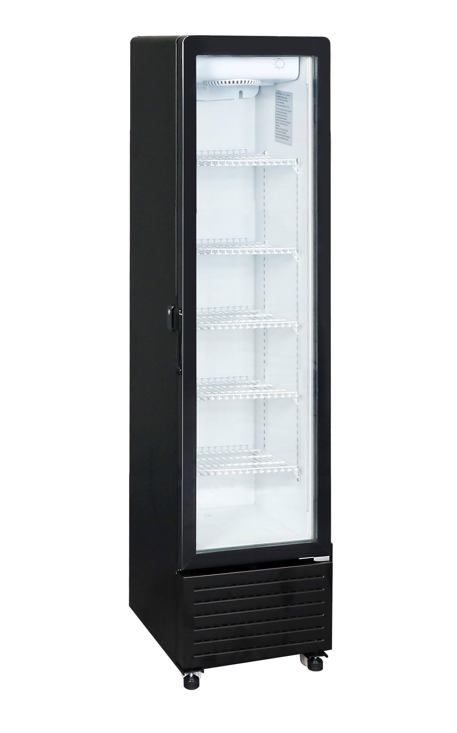 Ristoattrezzature Frigo vetrina bibite verticale refrigerata 1 anta in vetro nera 0 +10 °C 229 lt 42x52,5x192h cm