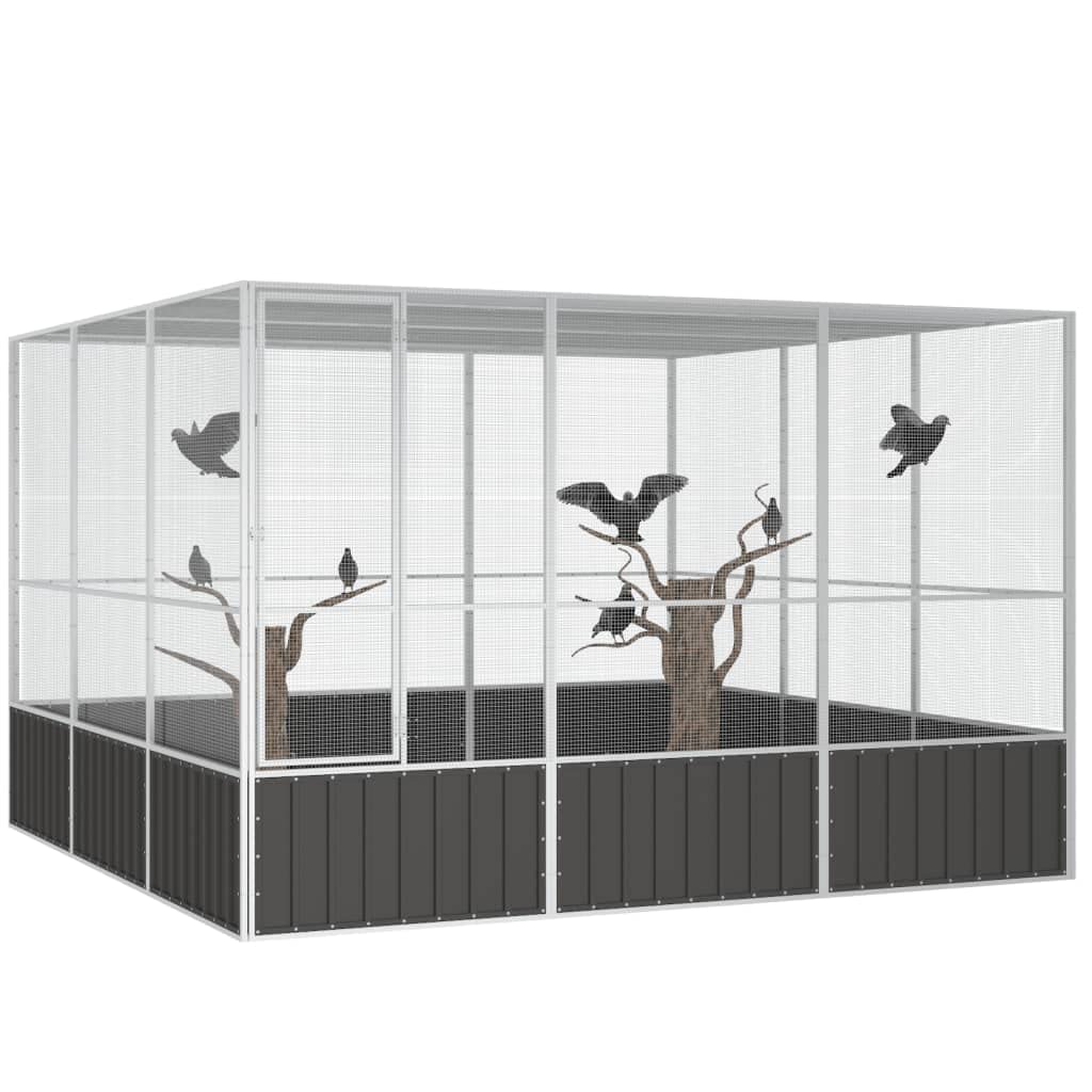 vidaXL Jaula de Pájaros Aves Pajareras Casita Acero Galvanizado Antracita