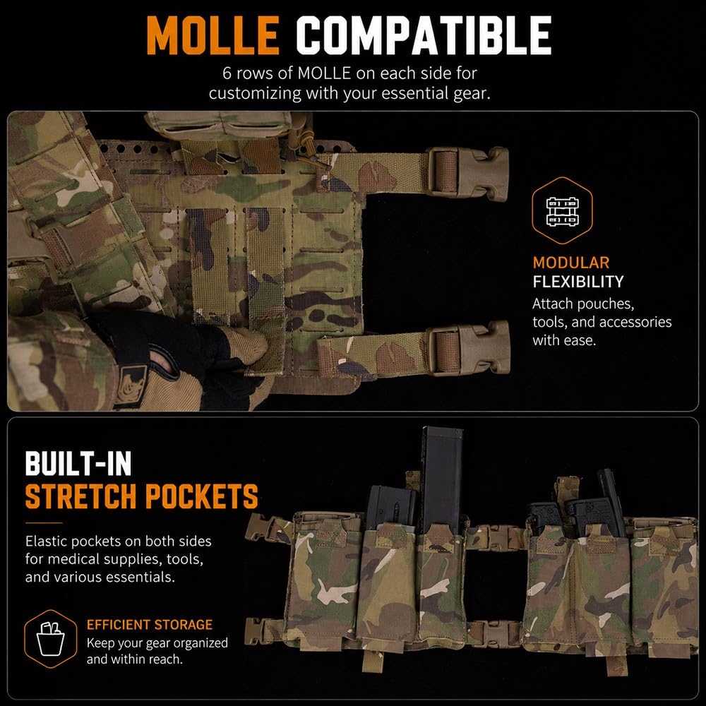 Taktisches Chest Rig Für Herren Damen,Verstellbares MOLLE Brustgeschirr Mehreren Taschen Outdoor Brusttasche Airsoft Jagd Schießsport Wandern Camping Angeln Und Ausrüstung