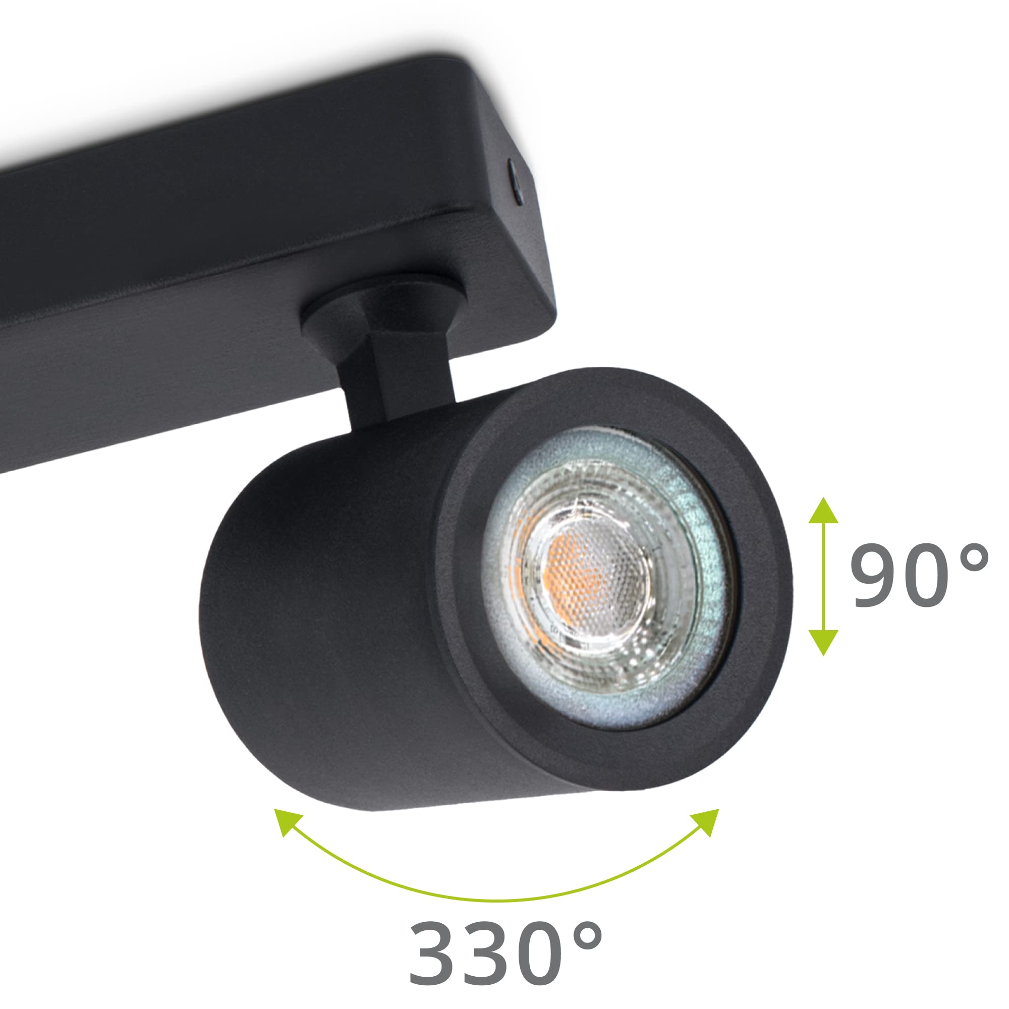 linovum TENJO Deckenlampe dimmbar schwarz schwenkbar mit 3x LED Leuchtmittel GU10 6W warmweiß - Küchenlampe Spotbar 3 flammig