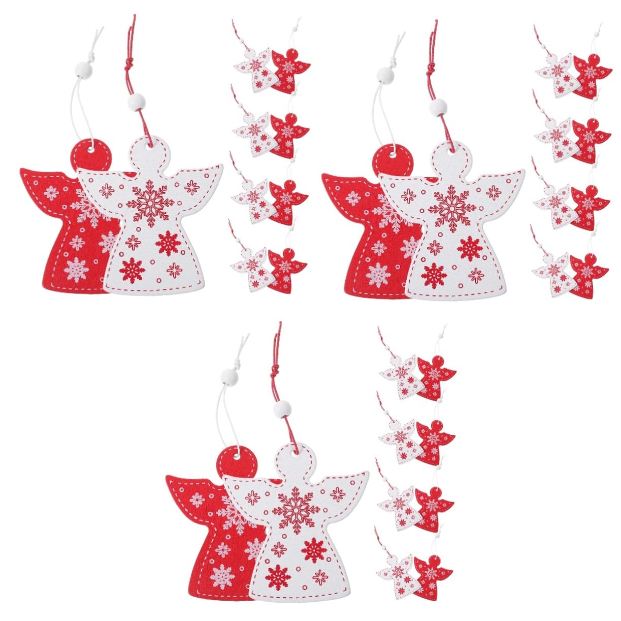 SEWACC 60piezas Adornos Navideños De Ángel De Madera para Decoración De Árbol De Rojo y Colgantes para Casa y Jardín Navidad