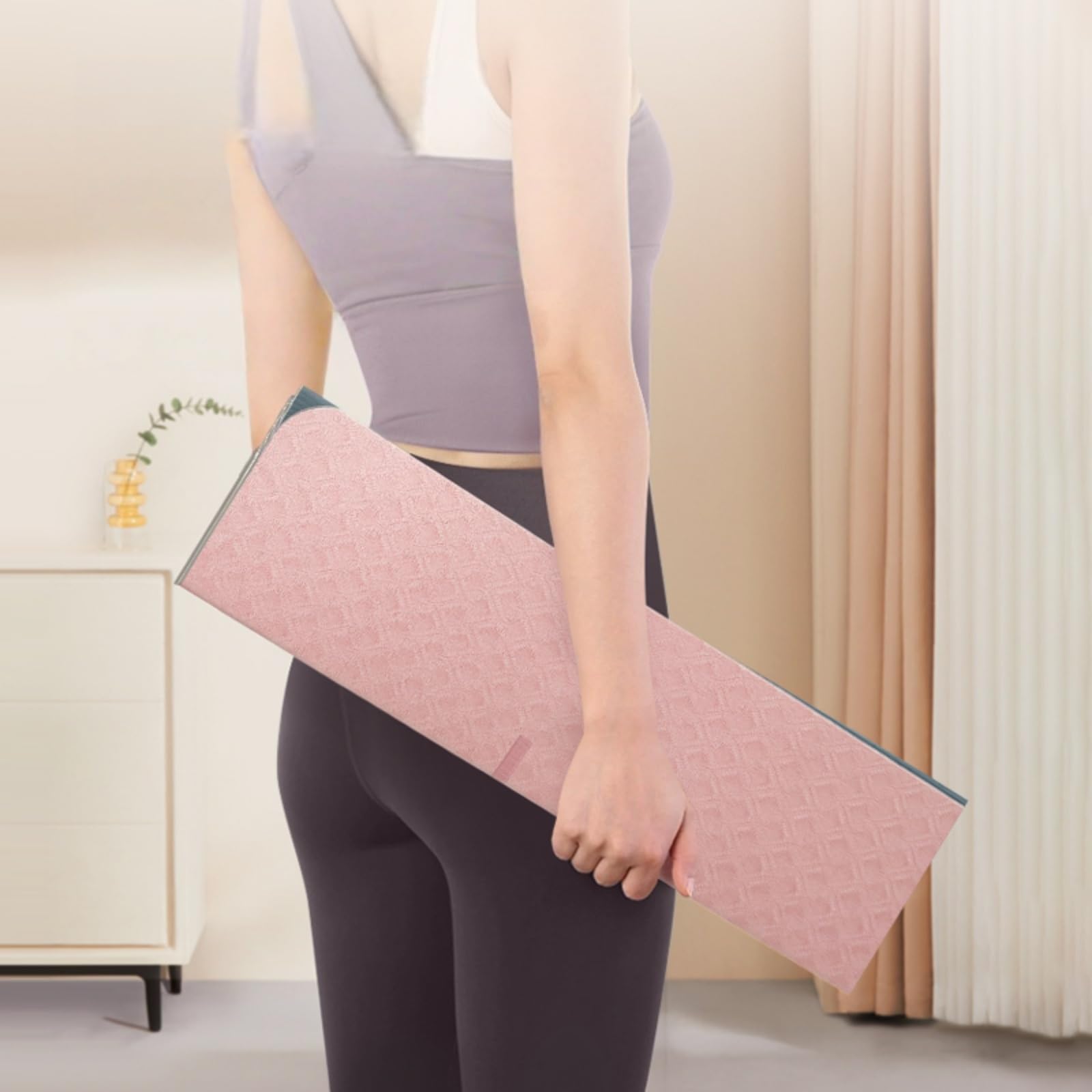 Doblar Esterilla De Yoga Multifuncional LíNea de ElastóMero TermopláStico AlineacióN Colchoneta Antideslizante and Pilates Gimnasio Estiramientos Hombre/Mujer