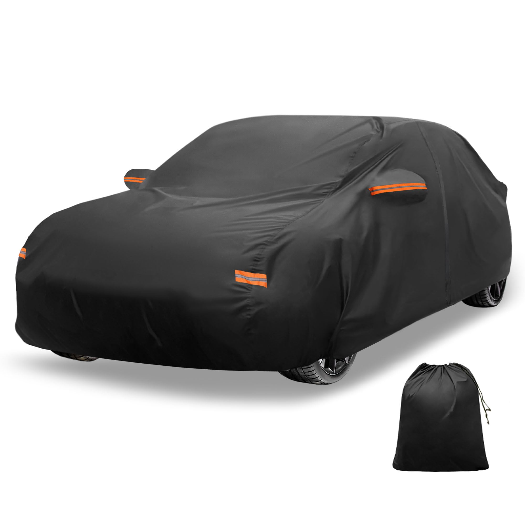 X AUTOHAUX Car Cover Outdoor Waterproof Sun Rain Snow Hail Protection with Left Side Door Zipper 210D-PU for